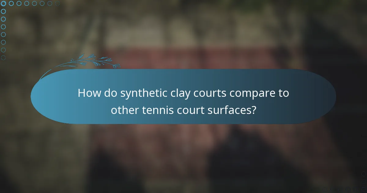 How do synthetic clay courts compare to other tennis court surfaces?