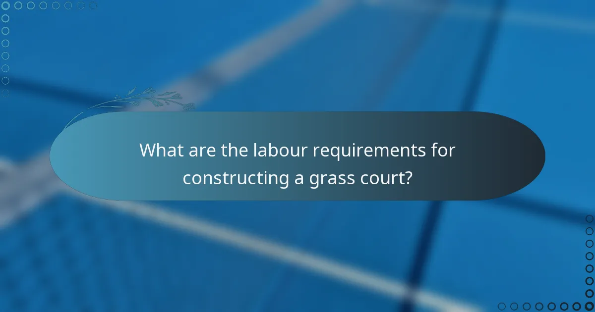 What are the labour requirements for constructing a grass court?