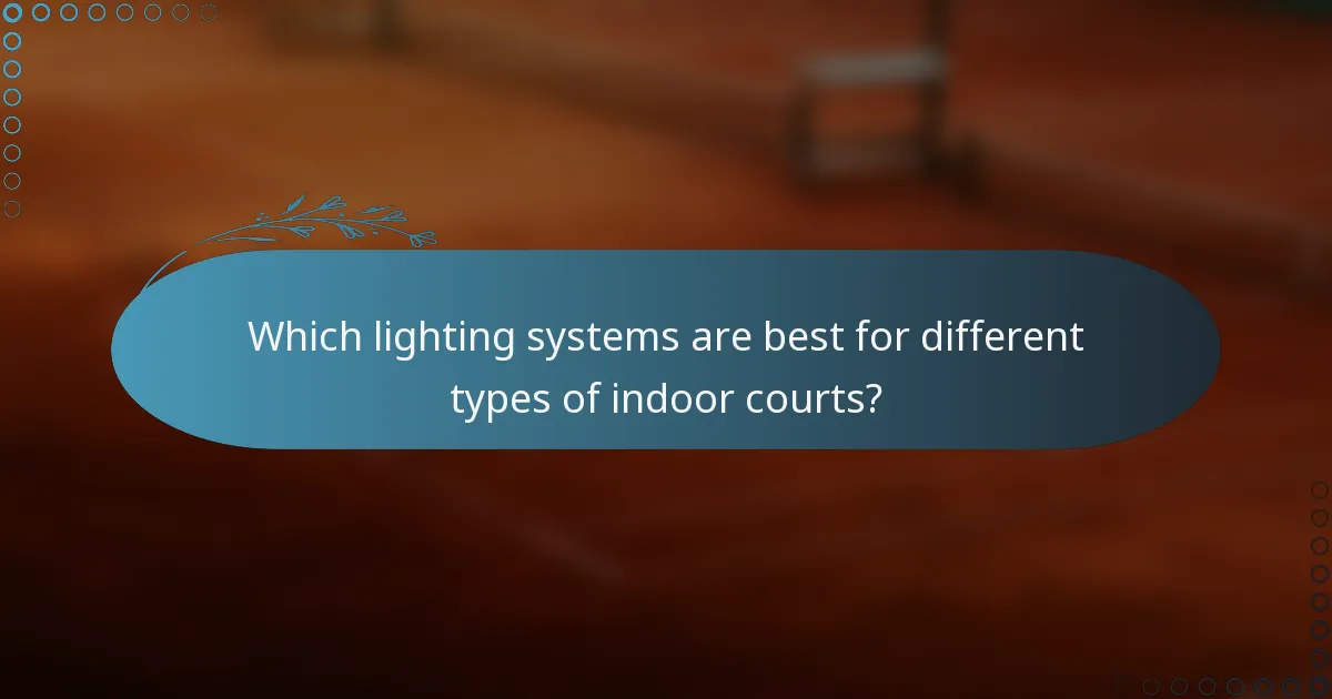 Which lighting systems are best for different types of indoor courts?